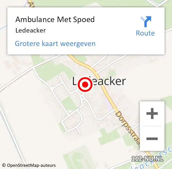 Locatie op kaart van de 112 melding: Ambulance Met Spoed Naar Ledeacker op 18 juni 2022 10:37
