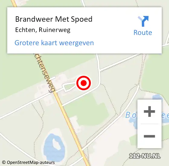 Locatie op kaart van de 112 melding: Brandweer Met Spoed Naar Echten, Ruinerweg op 18 juni 2022 10:58