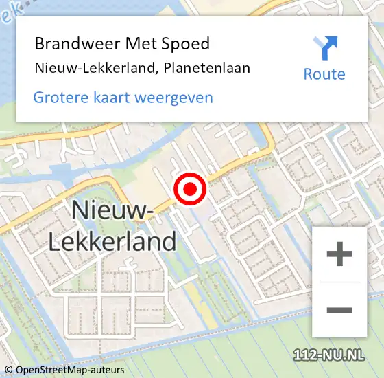 Locatie op kaart van de 112 melding: Brandweer Met Spoed Naar Nieuw-Lekkerland, Planetenlaan op 8 oktober 2013 23:23