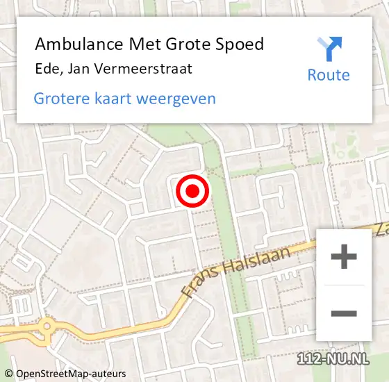 Locatie op kaart van de 112 melding: Ambulance Met Grote Spoed Naar Ede, Jan Vermeerstraat op 18 juni 2022 11:13