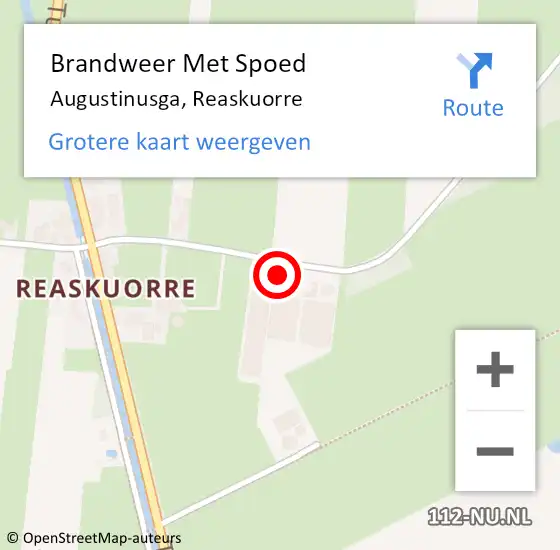 Locatie op kaart van de 112 melding: Brandweer Met Spoed Naar Augustinusga, Reaskuorre op 18 juni 2022 11:16