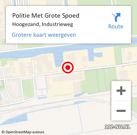 Locatie op kaart van de 112 melding: Politie Met Grote Spoed Naar Hoogezand, Industrieweg op 18 juni 2022 11:19