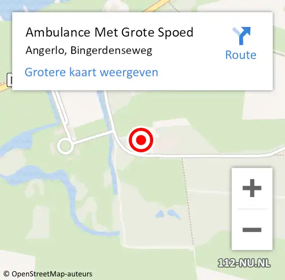 Locatie op kaart van de 112 melding: Ambulance Met Grote Spoed Naar Angerlo, Bingerdenseweg op 18 juni 2022 11:19