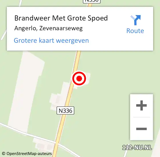 Locatie op kaart van de 112 melding: Brandweer Met Grote Spoed Naar Angerlo, Zevenaarseweg op 18 juni 2022 11:20