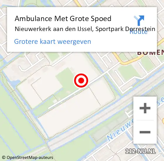 Locatie op kaart van de 112 melding: Ambulance Met Grote Spoed Naar Nieuwerkerk aan den IJssel, Sportpark Dorrestein op 18 juni 2022 11:34