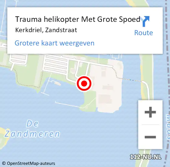 Locatie op kaart van de 112 melding: Trauma helikopter Met Grote Spoed Naar Kerkdriel, Zandstraat op 18 juni 2022 11:45