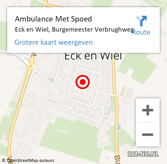 Locatie op kaart van de 112 melding: Ambulance Met Spoed Naar Eck en Wiel, Burgemeester Verbrughweg op 18 juni 2022 11:49