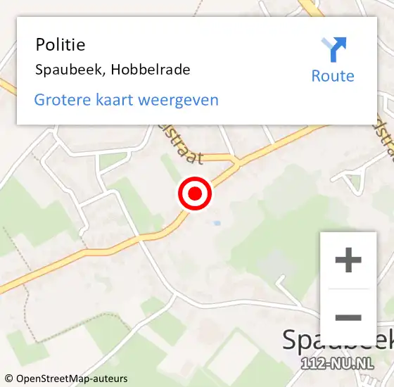 Locatie op kaart van de 112 melding: Politie Spaubeek, Hobbelrade op 18 juni 2022 12:04