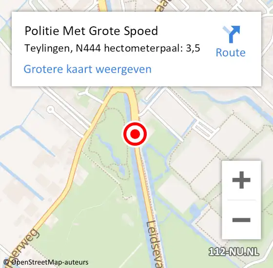 Locatie op kaart van de 112 melding: Politie Met Grote Spoed Naar Teylingen, N444 hectometerpaal: 3,5 op 18 juni 2022 12:05