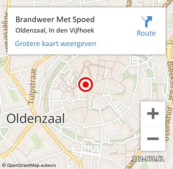 Locatie op kaart van de 112 melding: Brandweer Met Spoed Naar Oldenzaal, In den Vijfhoek op 18 juni 2022 12:05