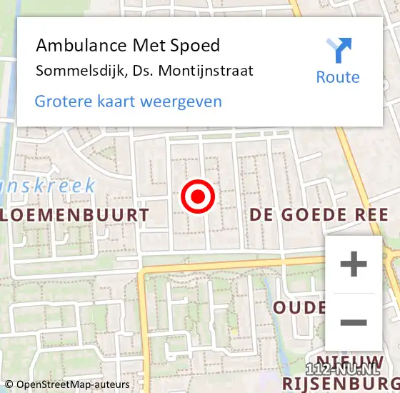 Locatie op kaart van de 112 melding: Ambulance Met Spoed Naar Sommelsdijk, Ds. Montijnstraat op 18 juni 2022 12:08