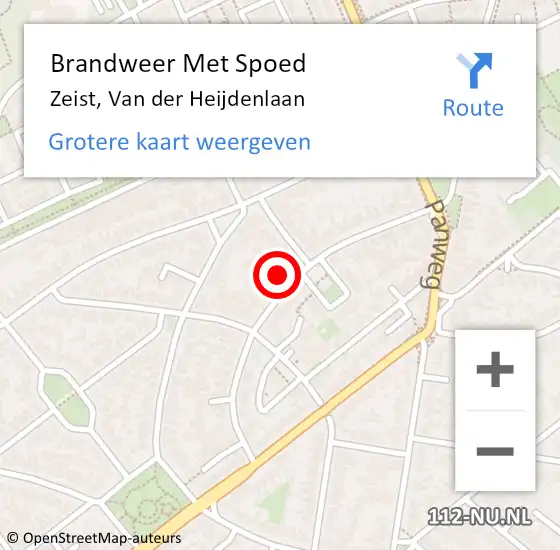 Locatie op kaart van de 112 melding: Brandweer Met Spoed Naar Zeist, Van der Heijdenlaan op 18 juni 2022 12:30