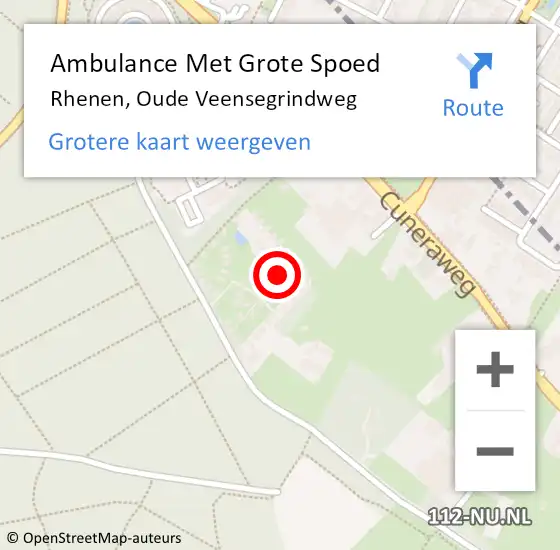 Locatie op kaart van de 112 melding: Ambulance Met Grote Spoed Naar Rhenen, Oude Veensegrindweg op 18 juni 2022 12:35