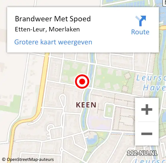 Locatie op kaart van de 112 melding: Brandweer Met Spoed Naar Etten-Leur, Moerlaken op 18 juni 2022 12:48