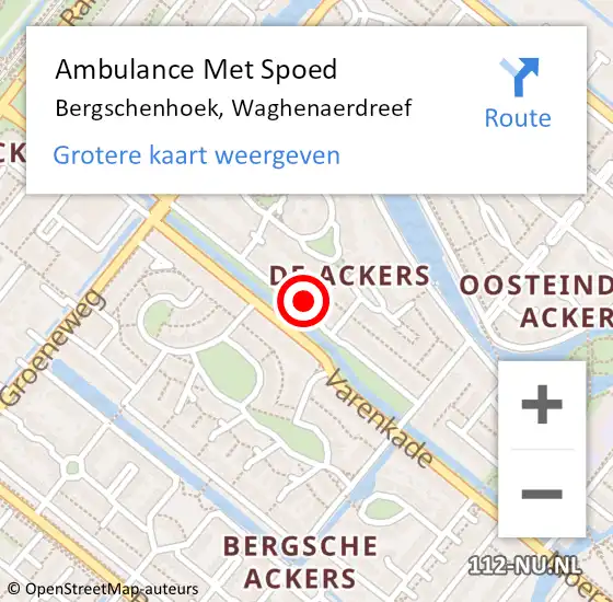 Locatie op kaart van de 112 melding: Ambulance Met Spoed Naar Bergschenhoek, Waghenaerdreef op 18 juni 2022 12:52