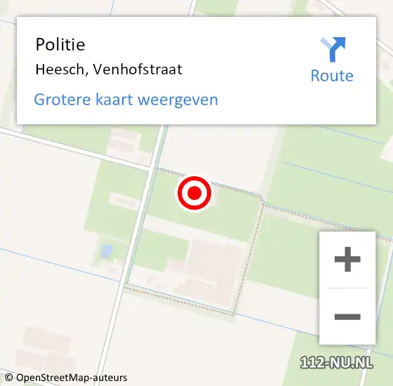 Locatie op kaart van de 112 melding: Politie Heesch, Venhofstraat op 18 juni 2022 12:52