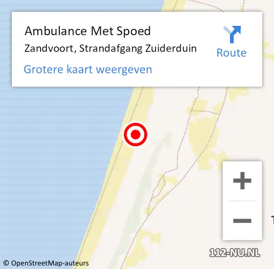 Locatie op kaart van de 112 melding: Ambulance Met Spoed Naar Zandvoort, Strandafgang Zuiderduin op 18 juni 2022 12:56