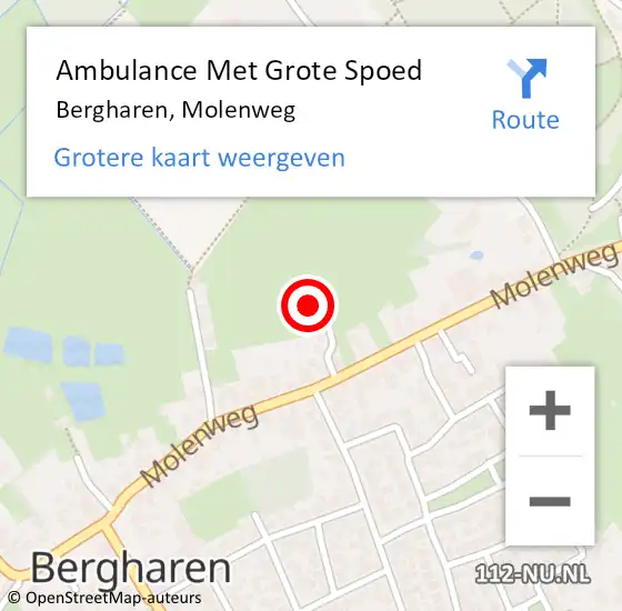 Locatie op kaart van de 112 melding: Ambulance Met Grote Spoed Naar Bergharen, Molenweg op 18 juni 2022 12:57