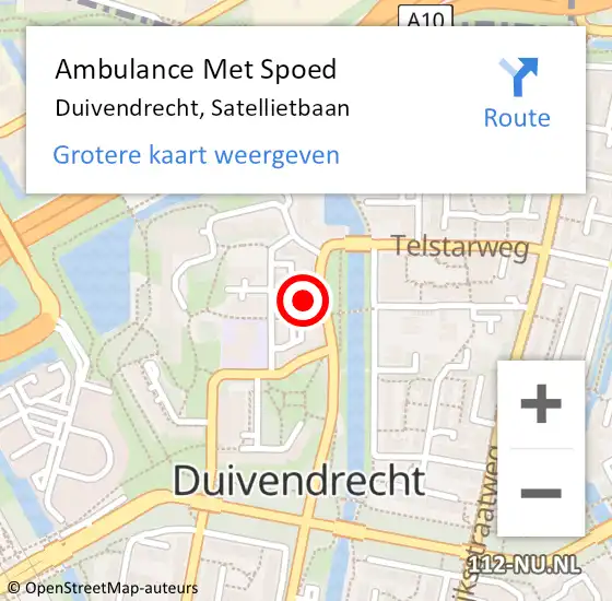 Locatie op kaart van de 112 melding: Ambulance Met Spoed Naar Duivendrecht, Satellietbaan op 18 juni 2022 13:07