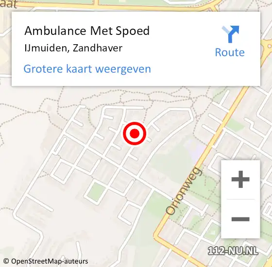 Locatie op kaart van de 112 melding: Ambulance Met Spoed Naar IJmuiden, Zandhaver op 18 juni 2022 13:08