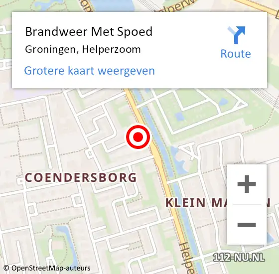 Locatie op kaart van de 112 melding: Brandweer Met Spoed Naar Groningen, Helperzoom op 18 juni 2022 13:26