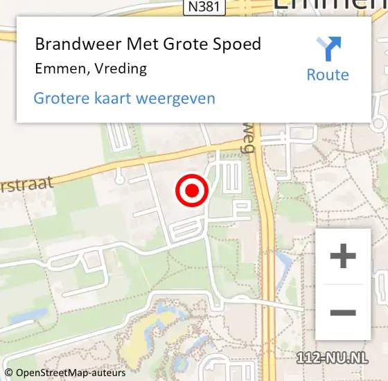 Locatie op kaart van de 112 melding: Brandweer Met Grote Spoed Naar Emmen, Vreding op 18 juni 2022 13:41