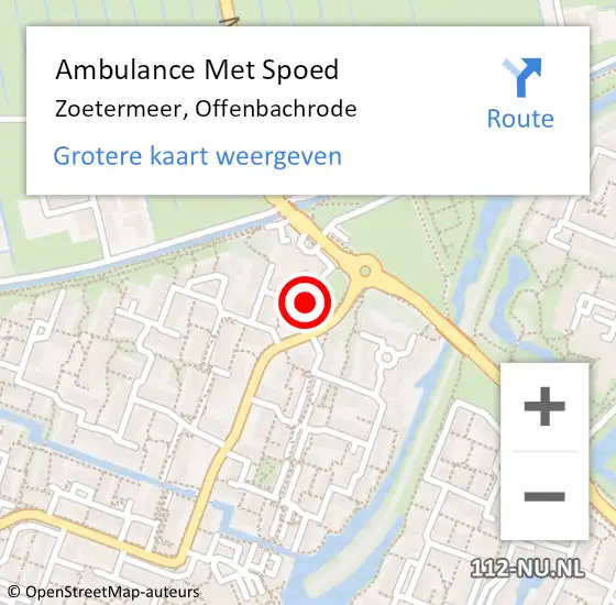 Locatie op kaart van de 112 melding: Ambulance Met Spoed Naar Zoetermeer, Offenbachrode op 18 juni 2022 13:55