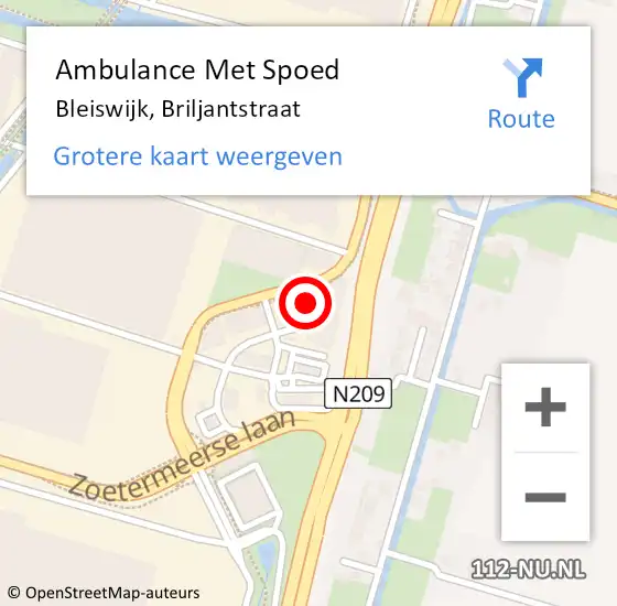 Locatie op kaart van de 112 melding: Ambulance Met Spoed Naar Bleiswijk, Briljantstraat op 18 juni 2022 13:56