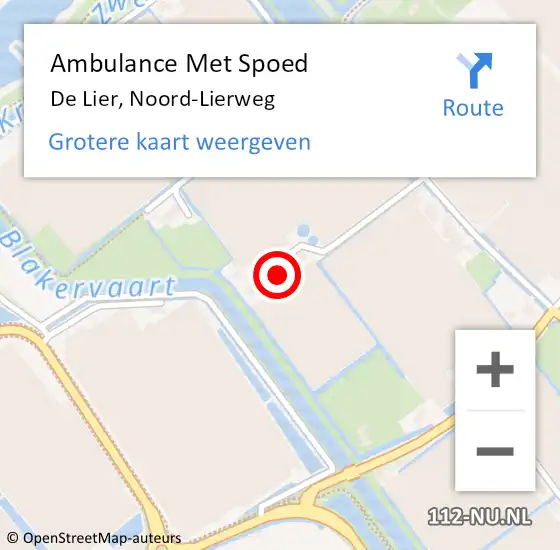 Locatie op kaart van de 112 melding: Ambulance Met Spoed Naar De Lier, Noord-Lierweg op 18 juni 2022 13:57