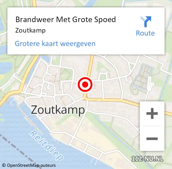 Locatie op kaart van de 112 melding: Brandweer Met Grote Spoed Naar Zoutkamp op 18 juni 2022 14:11