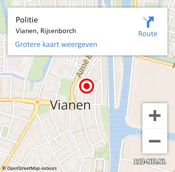 Locatie op kaart van de 112 melding: Politie Vianen, Rijsenborch op 18 juni 2022 14:16