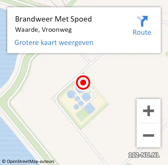 Locatie op kaart van de 112 melding: Brandweer Met Spoed Naar Waarde, Vroonweg op 18 juni 2022 14:29