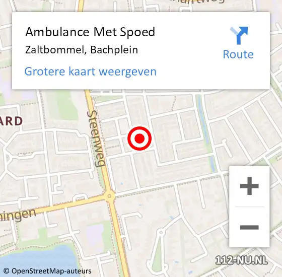 Locatie op kaart van de 112 melding: Ambulance Met Spoed Naar Zaltbommel, Bachplein op 18 juni 2022 14:40