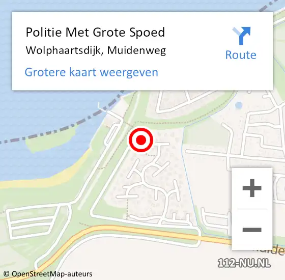 Locatie op kaart van de 112 melding: Politie Met Grote Spoed Naar Wolphaartsdijk, Muidenweg op 18 juni 2022 14:46