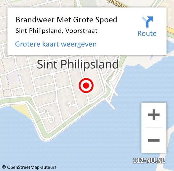 Locatie op kaart van de 112 melding: Brandweer Met Grote Spoed Naar Sint Philipsland, Voorstraat op 18 juni 2022 14:47