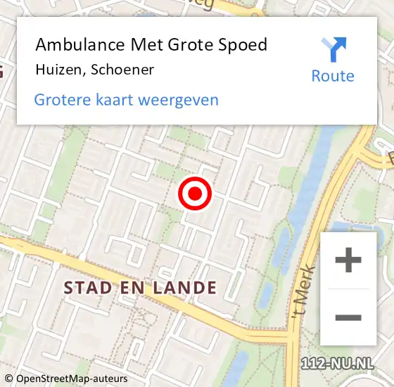 Locatie op kaart van de 112 melding: Ambulance Met Grote Spoed Naar Huizen, Schoener op 20 juli 2014 15:50