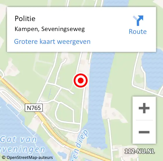 Locatie op kaart van de 112 melding: Politie Kampen, Seveningseweg op 18 juni 2022 15:01