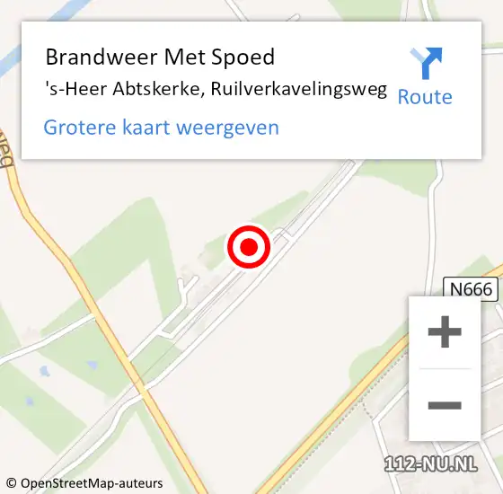 Locatie op kaart van de 112 melding: Brandweer Met Spoed Naar 's-Heer Abtskerke, Ruilverkavelingsweg op 18 juni 2022 15:09
