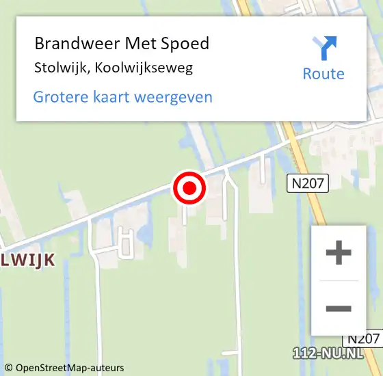Locatie op kaart van de 112 melding: Brandweer Met Spoed Naar Stolwijk, Koolwijkseweg op 18 juni 2022 15:11