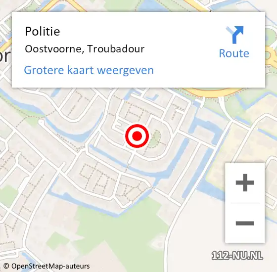 Locatie op kaart van de 112 melding: Politie Oostvoorne, Troubadour op 18 juni 2022 15:11