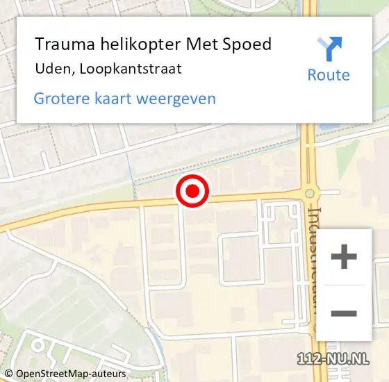 Locatie op kaart van de 112 melding: Trauma helikopter Met Spoed Naar Uden, Loopkantstraat op 18 juni 2022 15:16