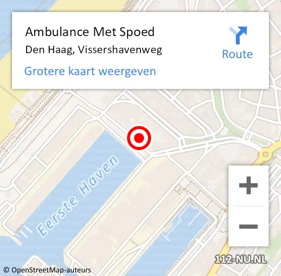 Locatie op kaart van de 112 melding: Ambulance Met Spoed Naar Den Haag, Vissershavenweg op 18 juni 2022 15:16