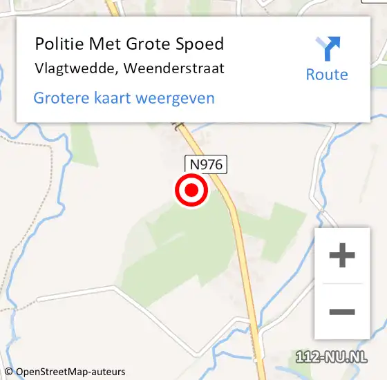 Locatie op kaart van de 112 melding: Politie Met Grote Spoed Naar Vlagtwedde, Weenderstraat op 18 juni 2022 15:36