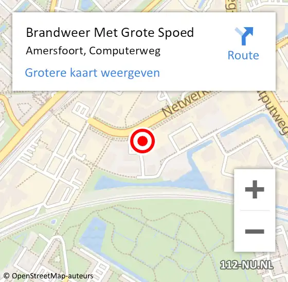 Locatie op kaart van de 112 melding: Brandweer Met Grote Spoed Naar Amersfoort, Computerweg op 18 juni 2022 15:44