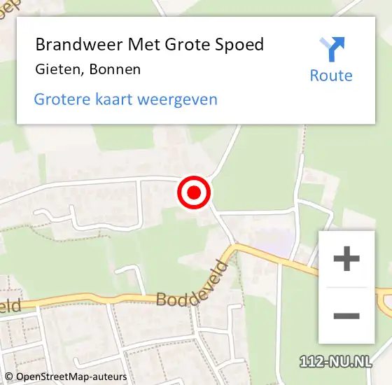 Locatie op kaart van de 112 melding: Brandweer Met Grote Spoed Naar Gieten, Bonnen op 18 juni 2022 15:44