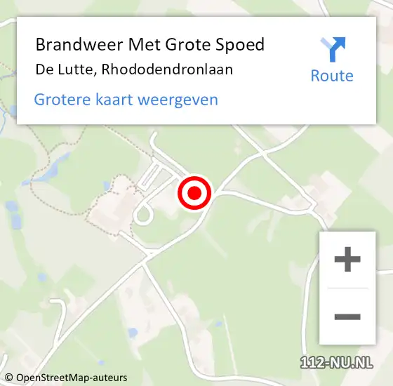 Locatie op kaart van de 112 melding: Brandweer Met Grote Spoed Naar De Lutte, Rhododendronlaan op 20 juli 2014 15:59