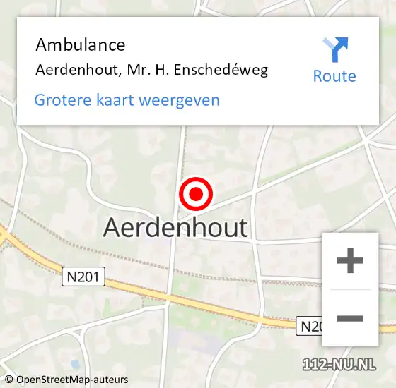 Locatie op kaart van de 112 melding: Ambulance Aerdenhout, Mr. H. Enschedéweg op 18 juni 2022 16:12