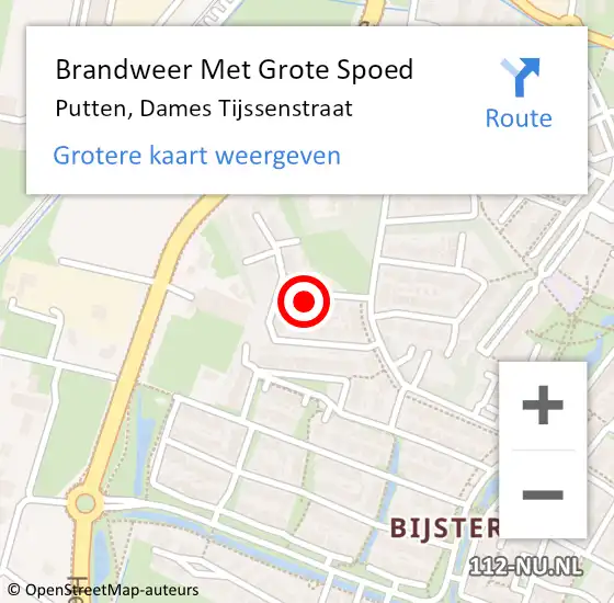 Locatie op kaart van de 112 melding: Brandweer Met Grote Spoed Naar Putten, Dames Tijssenstraat op 18 juni 2022 16:28