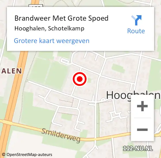 Locatie op kaart van de 112 melding: Brandweer Met Grote Spoed Naar Hooghalen, Schotelkamp op 18 juni 2022 16:33