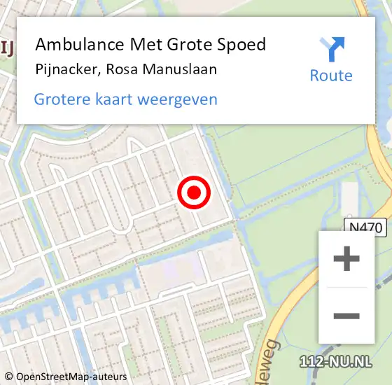 Locatie op kaart van de 112 melding: Ambulance Met Grote Spoed Naar Pijnacker, Rosa Manuslaan op 18 juni 2022 16:46